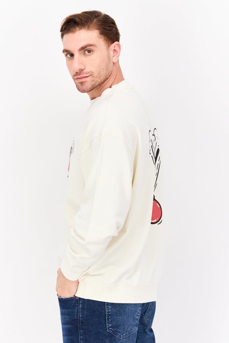 Wrangler Men Crew Neck Long Sleeve Graphic Print Sweatshirt, White - Image 2