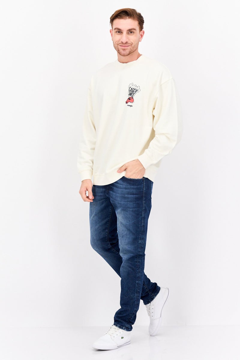Wrangler Men Crew Neck Long Sleeve Graphic Print Sweatshirt, White - Image 4