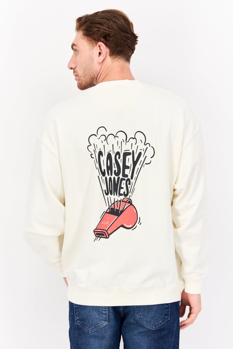 Wrangler Men Crew Neck Long Sleeve Graphic Print Sweatshirt, White - Image 3