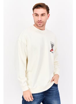 Wrangler Men Crew Neck Long Sleeve Graphic Print Sweatshirt, White  - Image 1