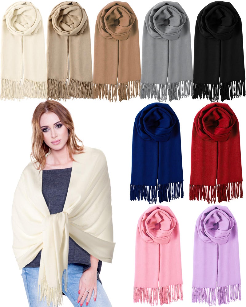 Bonuci 9 Pcs Womens Scarf Pashmina Shawls and Wraps for Evening Dresses Warm Pashmina Scarf Shawl Wraps for Women CasualBright Colors