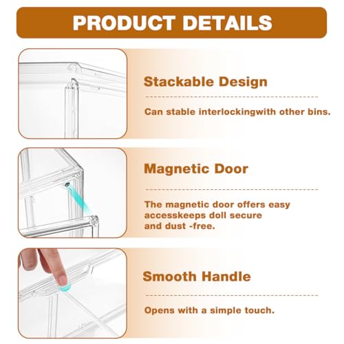 HASTHIP® PET Display Box for 4'' Collectible Figures, Double Layer Display Closet with Door, Desk /Wall Clear Sealed Display Stand with Flexible Shelf, 27x14x36cm - Image 3