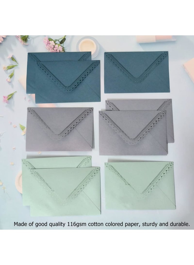 Zikra Elegant Lace Paper Gift Envelopes - 9 Pcs Set in 3 Colors, 6.7 x 4.5 Inch | Ideal for Greeting Cards, Invitations | Perfect for Thanksgiving, Christmas, Weddings & Parties - Image 2
