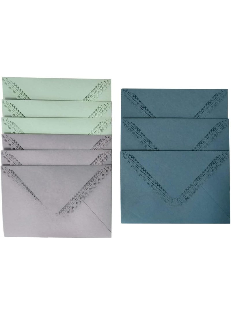 Zikra Elegant Lace Paper Gift Envelopes - 9 Pcs Set in 3 Colors, 6.7 x 4.5 Inch | Ideal for Greeting Cards, Invitations | Perfect for Thanksgiving, Christmas, Weddings & Parties - Image 1