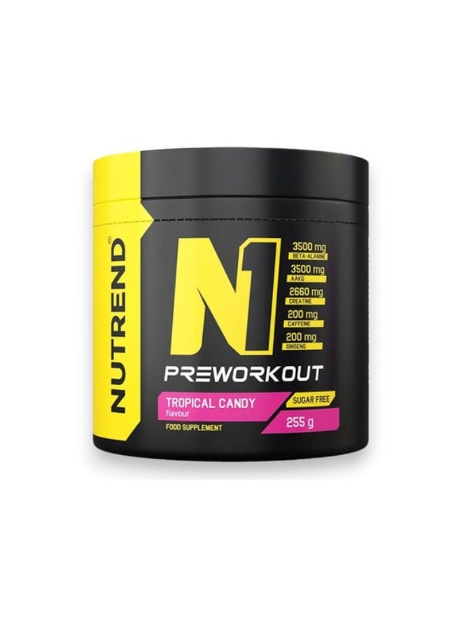 NUTREND مكمل غذائي N1 Preworkout بنكهة الحلوى الاستوائية، 255 جرام
