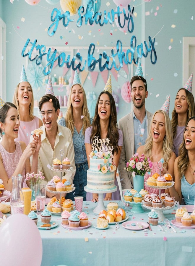 بيشيدا لافتة عيد ميلاد بيشيدا "Go Shawty It's Your Birthday" - تصميم هيب هوب - لافتة عيد ميلاد جاهزة - لافتة عيد ميلاد بنمط الراب - للرجال والنساء - لوازم حفلات أعياد الميلاد - وجهان - لون أزرق فاتح - Image 4