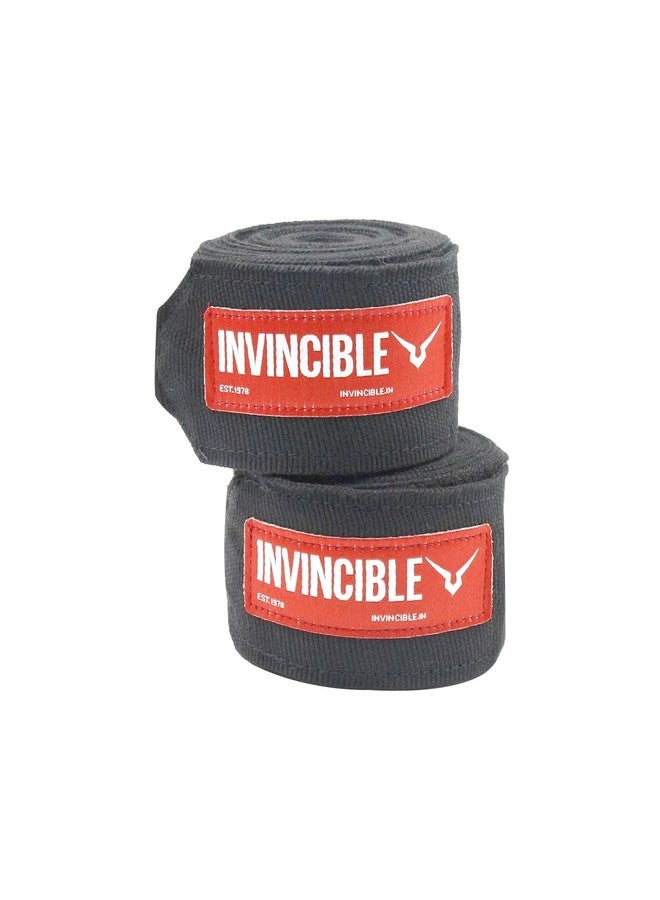 INVINCIBLE Mexican Style Semi-Stretch Nylon Hand Wraps (Black, 4.5 Meter) - Image 3