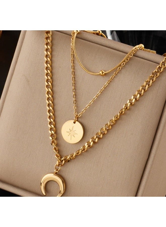Ucanbe Fashionable Gold Double-Layer Hollow Circle Zinc Alloy Necklace – Elegant Lightweight Luxury Collarbone Chain for Women - Image 5