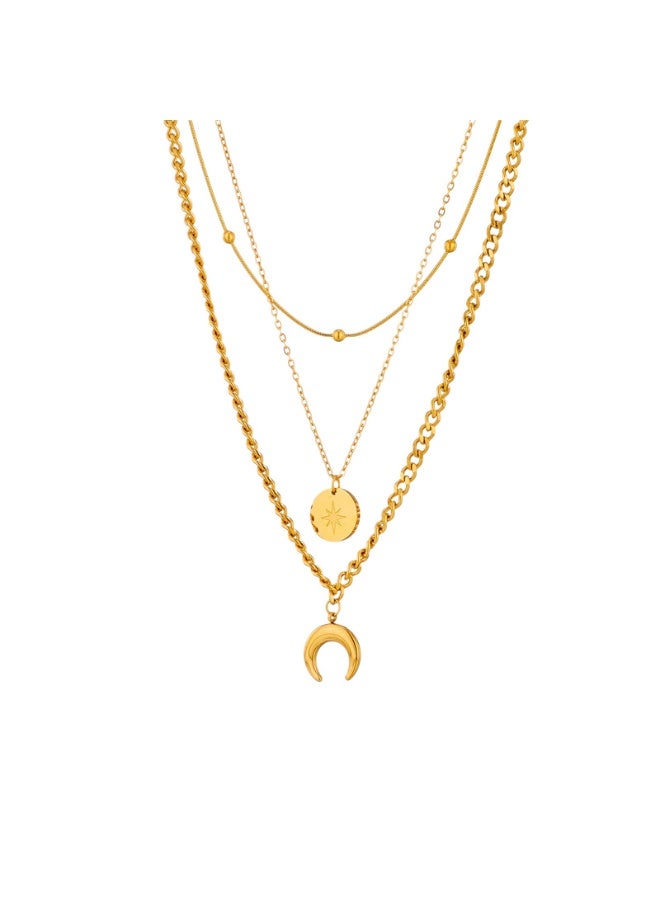 Ucanbe Fashionable Gold Double-Layer Hollow Circle Zinc Alloy Necklace – Elegant Lightweight Luxury Collarbone Chain for Women - Image 2