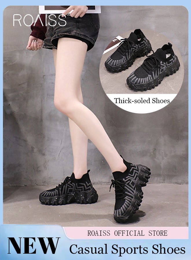 رويس حذية رياضية أنيقة للسيدات، أحذية رياضية متعددة الاستخدامات برقبة منخفضة وبطانة ناعمة، أحذية برباط غير قابلة للانزلاق بنعل سميك 5 سم، أحذية رياضية غير رسمية قابلة للتنفس للسيدات، مناسبة للارتداء اليومي والأنشطة الخارجية - Image 2