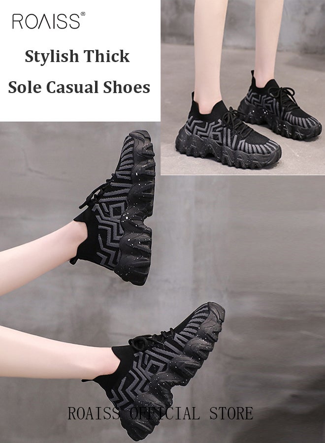 رويس حذية رياضية أنيقة للسيدات، أحذية رياضية متعددة الاستخدامات برقبة منخفضة وبطانة ناعمة، أحذية برباط غير قابلة للانزلاق بنعل سميك 5 سم، أحذية رياضية غير رسمية قابلة للتنفس للسيدات، مناسبة للارتداء اليومي والأنشطة الخارجية - Image 4