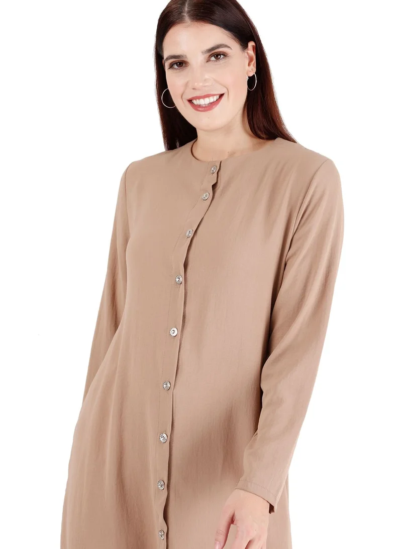 Modanisa Crew Neck Button Detail Tunic