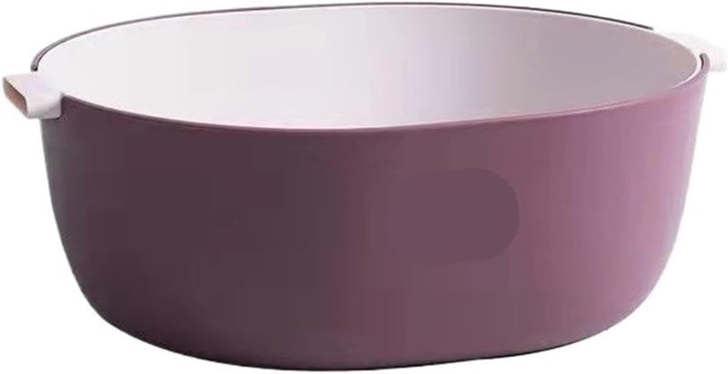Double Layer Transparent Vegetable Basket With Drainage Household Kitchen Multi-function Fruit Washing Basin Water Filter(Pink-U Style) - Image 1