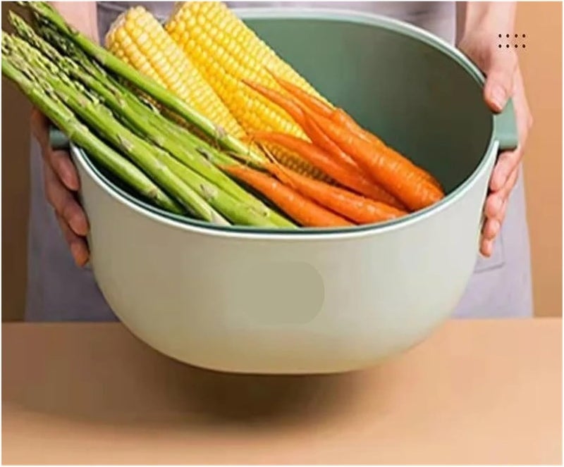 Double Layer Transparent Vegetable Basket With Drainage Household Kitchen Multi-function Fruit Washing Basin Water Filter(Pink-U Style) - Image 4
