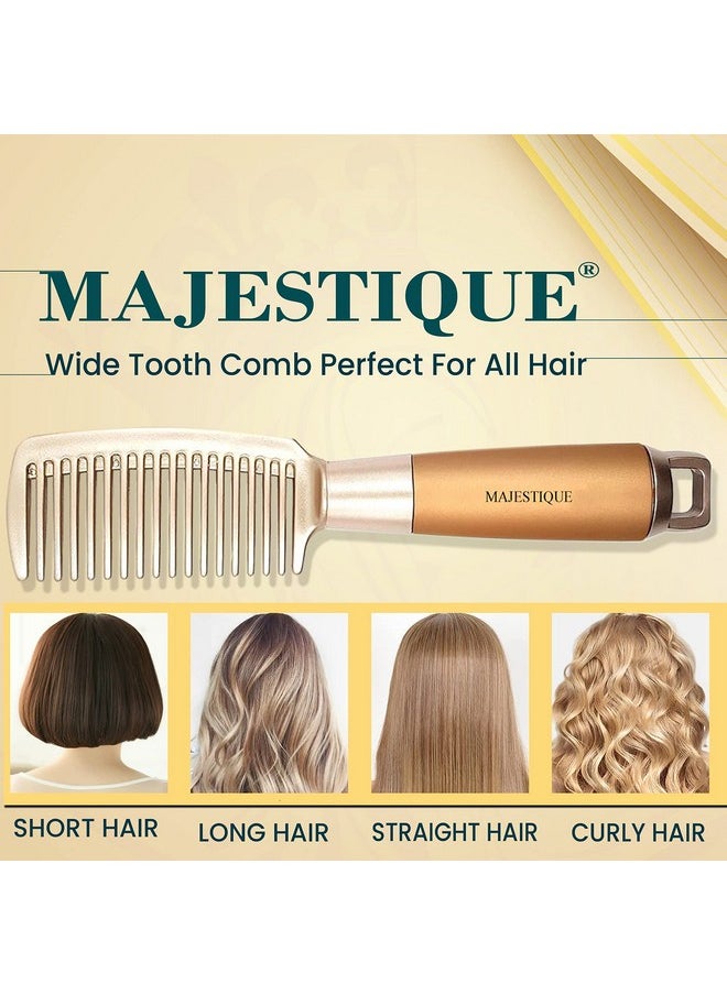 MAJESTIQUE Wide Tooth Comb Detangler | Premium Golden Series 8 Inch - Big Comb And Heat Resistant Kanga- Comb For All Hair Types | Fine And Curly Hair For Men And Women  - Image 2