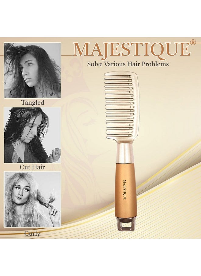 MAJESTIQUE Wide Tooth Comb Detangler | Premium Golden Series 8 Inch - Big Comb And Heat Resistant Kanga- Comb For All Hair Types | Fine And Curly Hair For Men And Women  - Image 3