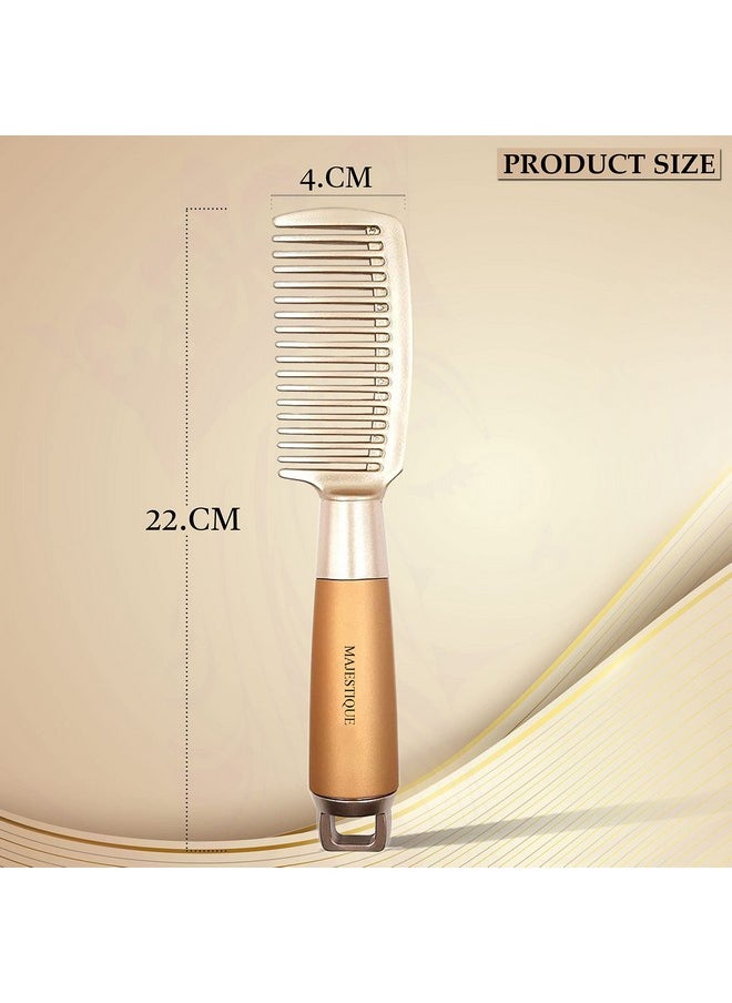 MAJESTIQUE Wide Tooth Comb Detangler | Premium Golden Series 8 Inch - Big Comb And Heat Resistant Kanga- Comb For All Hair Types | Fine And Curly Hair For Men And Women  - Image 4