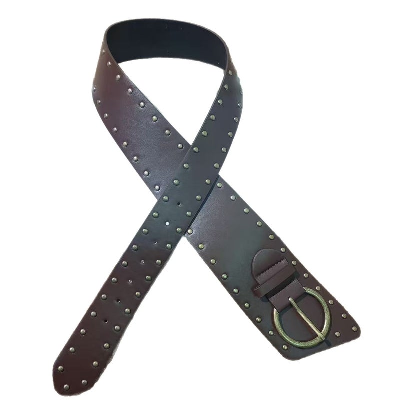 Women's PU Leather Rivet Wide Belt - Image 5
