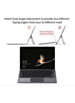 Rock Pow Arabic English Wireless Keyboard Type Cover Trackpad Mouse Replacement for Microsoft Surface Pro 7 Pro 6 Pro 5 Pro 4 Pro 3 Bluetooth Keyboard Ultra-Slim Rechargeable Battery Multi-Touch  - Image 5