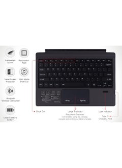 Rock Pow Arabic English Wireless Keyboard Type Cover Trackpad Mouse Replacement for Microsoft Surface Pro 7 Pro 6 Pro 5 Pro 4 Pro 3 Bluetooth Keyboard Ultra-Slim Rechargeable Battery Multi-Touch  - Image 3