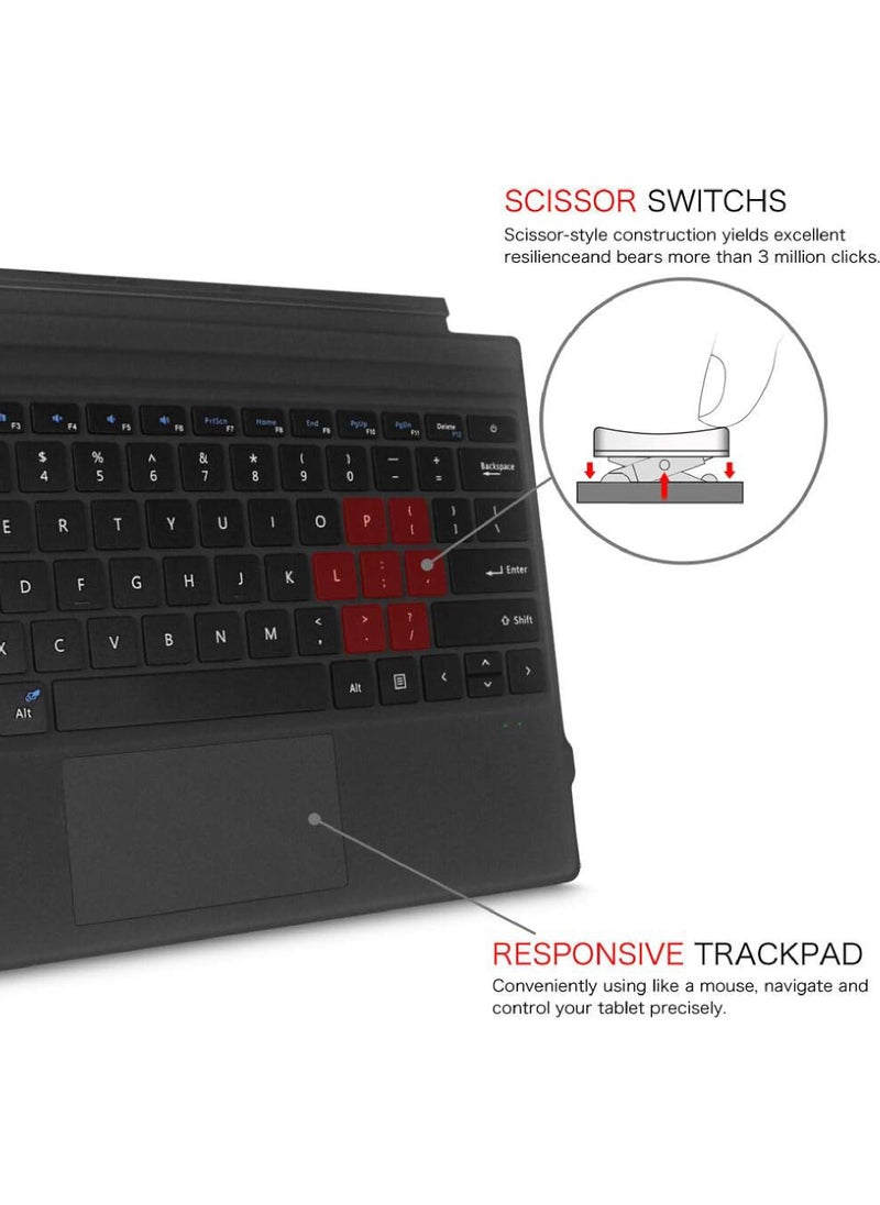 Rock Pow - Arabic English Wireless Keyboard Type Cover Trackpad Mouse Replacement for Microsoft Surface Pro 7 Pro 6 Pro 5 Pro 4 Pro 3 Bluetooth Keyboard Ultra-Slim Rechargeable Battery Multi-Touch - Image 1