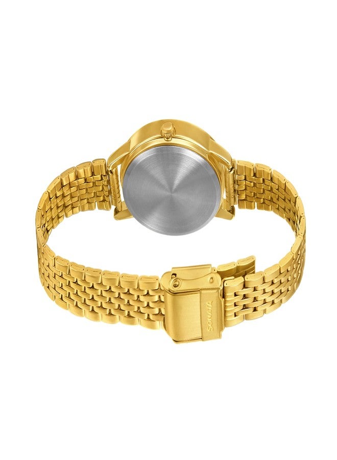 Sonata Gold Edit Maroon Dial Gold Stainless Steel Strap Watch for Women - NT8175YM03 - Image 2