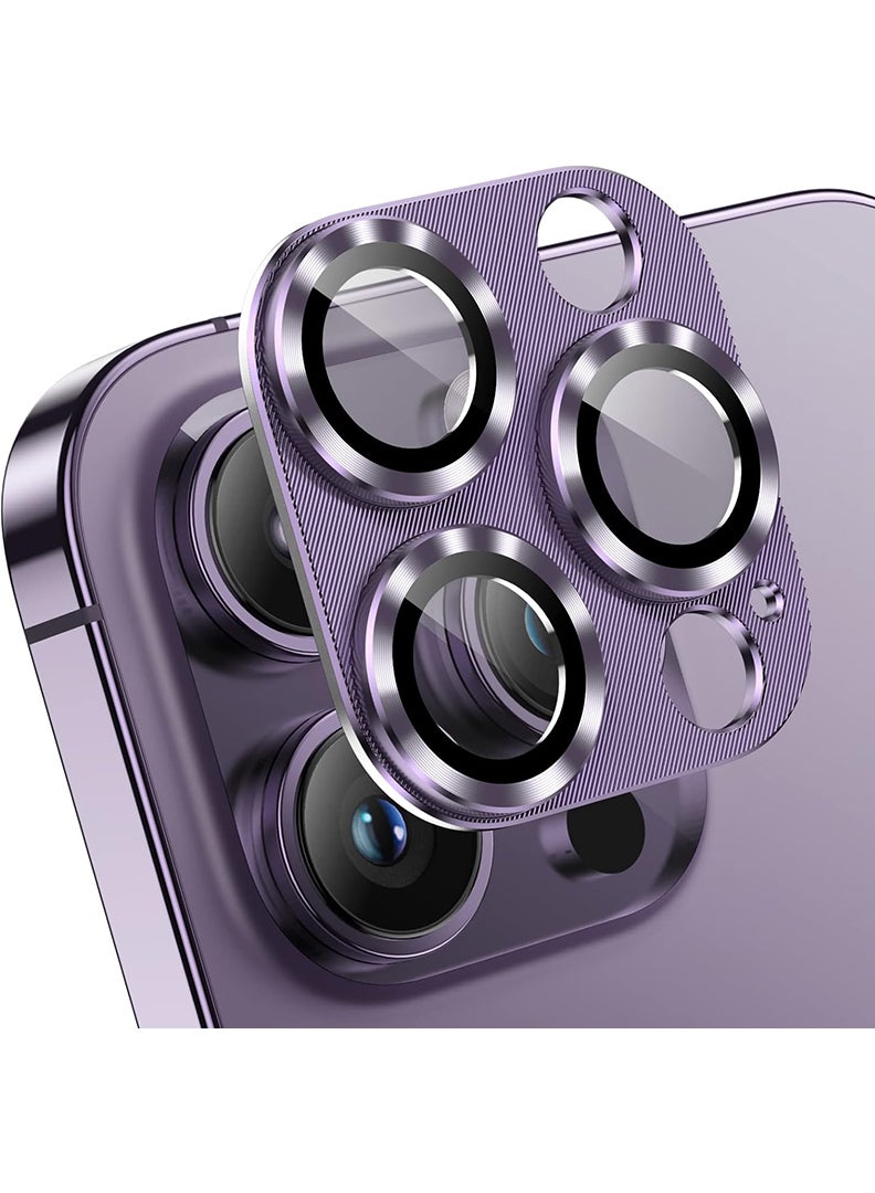 Theodor iPhone 14 Pro Max/ 14 Pro  Camera Lens Protector With 9H Tempered Glass Camera Ring Anti Scratch Metal Plate [Drop Protection], Case Friendly Camera Cover, Deep Purple  - Image 1