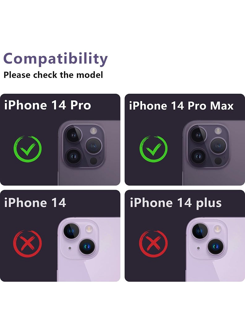 Theodor iPhone 14 Pro Max/ 14 Pro  Camera Lens Protector With 9H Tempered Glass Camera Ring Anti Scratch Metal Plate [Drop Protection], Case Friendly Camera Cover, Deep Purple  - Image 2
