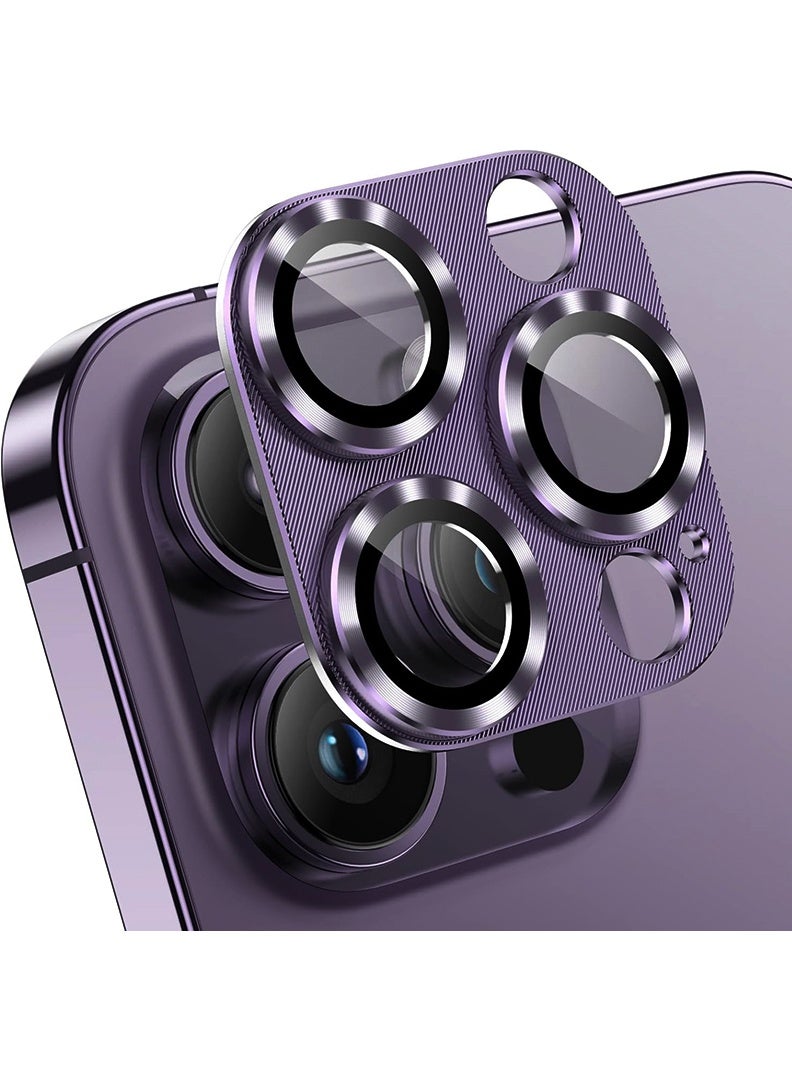 ثيودور واقي عدسة كاميرا iPhone 14 Pro Max/ 14 Pro مع حلقة كاميرا من الزجاج المقوى 9H ولوحة معدنية مضادة للخدش [حماية من السقوط]، غطاء كاميرا صديق للجراب، أرجواني غامق - Image 1