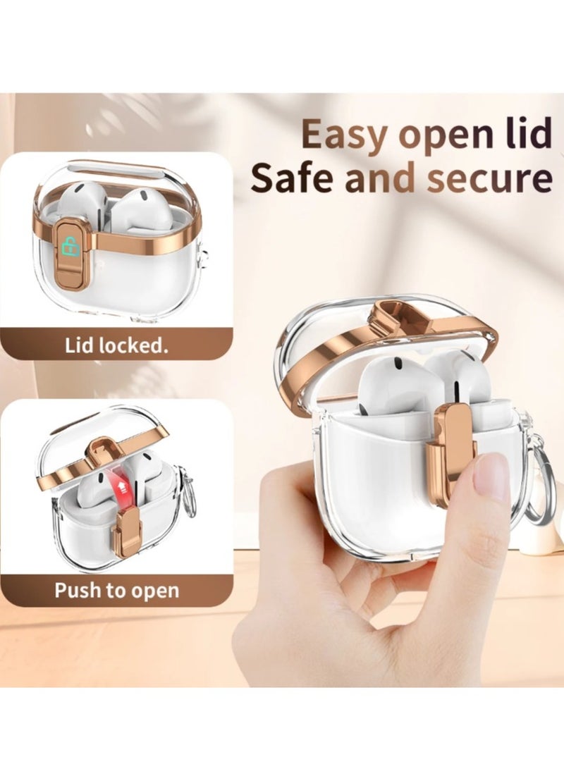 Alyashmac Armor Shockproof Case For Samsung Galaxy Buds 3 / Buds 3 Pro Accessories Cover Keychain Switch Secure Lock Protect Cove（Silver） - Image 5