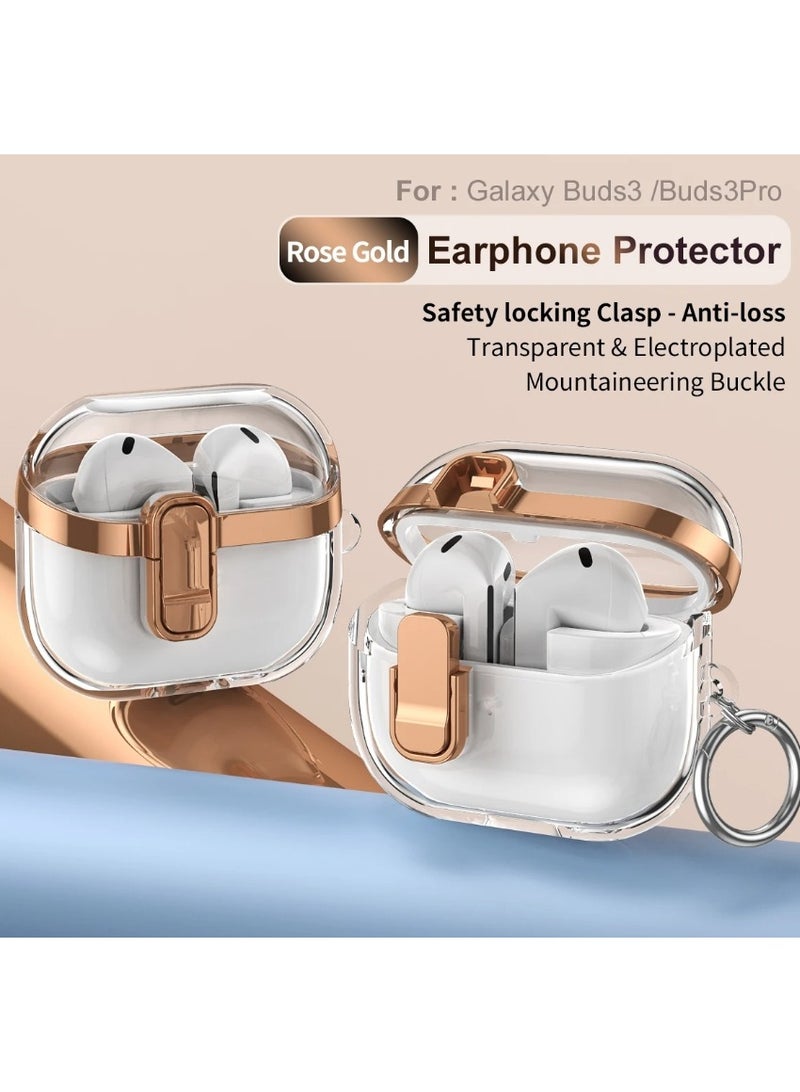 Alyashmac Armor Shockproof Case For Samsung Galaxy Buds 3 / Buds 3 Pro Accessories Cover Keychain Switch Secure Lock Protect Cove（Silver） - Image 2