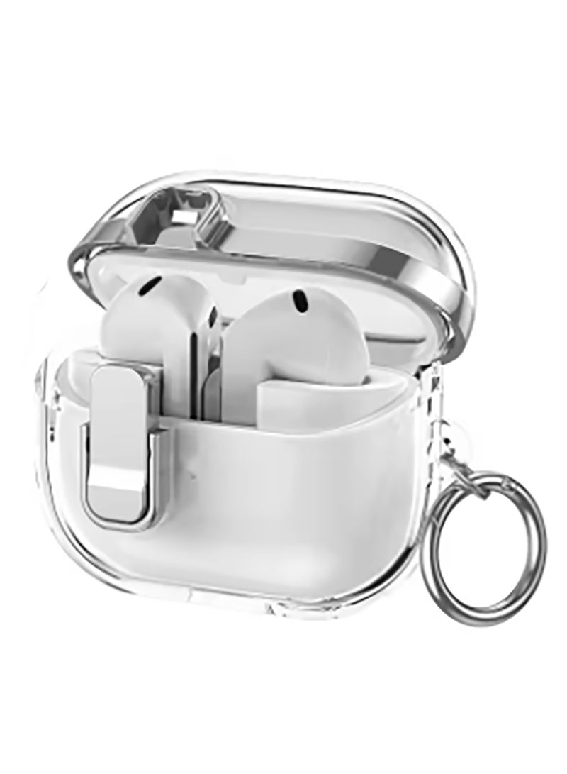 Alyashmac Armor Shockproof Case For Samsung Galaxy Buds 3 / Buds 3 Pro Accessories Cover Keychain Switch Secure Lock Protect Cove（Silver） - Image 1