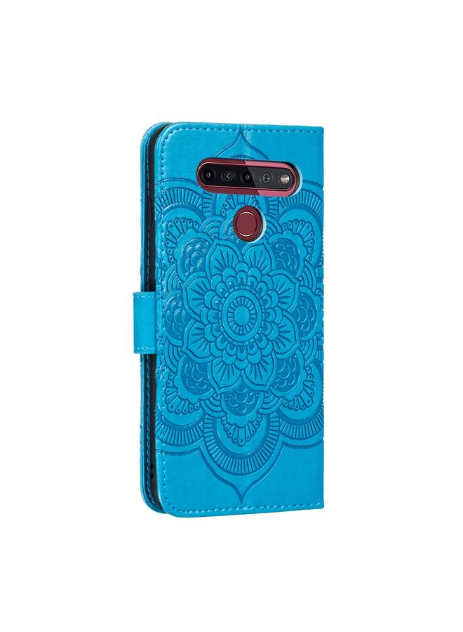 اس-توب جراب لهاتف LG K41S / K51S، جراب جلدي من البولي يوريثان بنقش ماندالا أفقي مع حامل وفتحات للبطاقات ومحفظة وحبل تعليق - Image 3