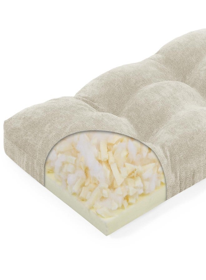 BAIBU وسادة مقعد بنش بايبو 36 بوصة، تصميم براءة اختراع بطبقتين من رغوة الذاكرة، وسادة مقعد مستطيلة داخلية وخارجية، وسادة مقعد مستطيلة قياسية غير قابلة للانزلاق مع أربطة، 36x15x3 بوصة، بيج - Image 1