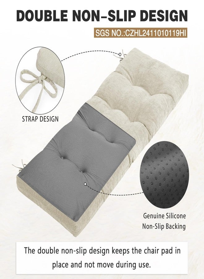 BAIBU وسادة مقعد بنش بايبو 36 بوصة، تصميم براءة اختراع بطبقتين من رغوة الذاكرة، وسادة مقعد مستطيلة داخلية وخارجية، وسادة مقعد مستطيلة قياسية غير قابلة للانزلاق مع أربطة، 36x15x3 بوصة، بيج - Image 4