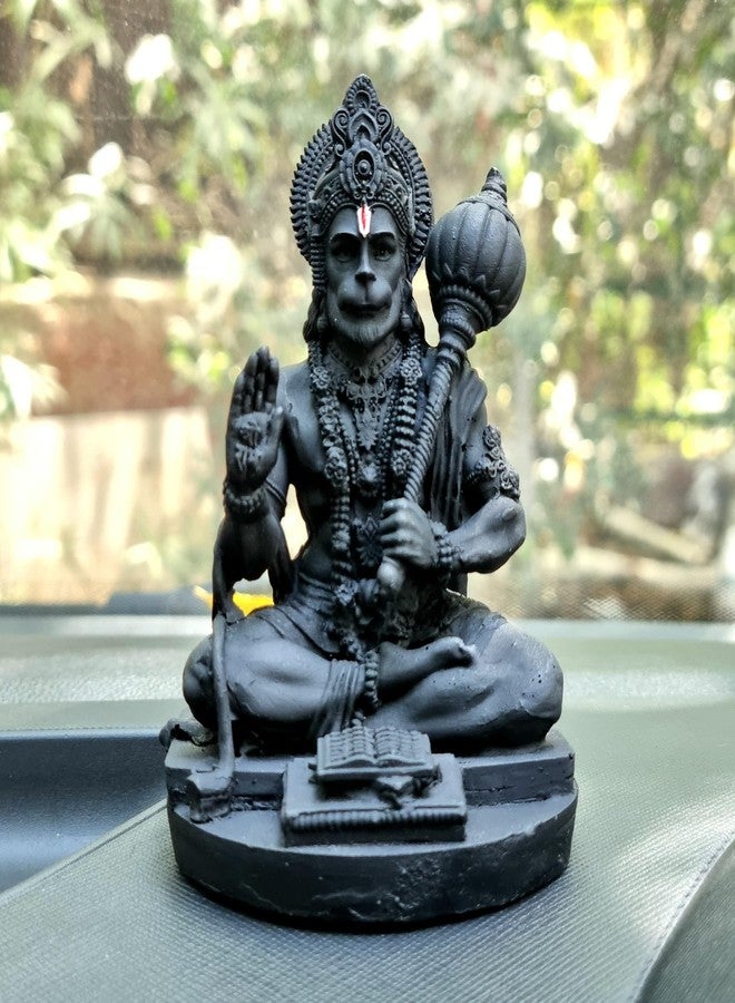 RIANZ Resin Hanuman Ji Idol for Car Dashboard, Home & Office Desk - Bajrang Bali Murti for Protection from Negative Energy, Good Luck, Success and Prosperity (Black), 9 cm - Image 1