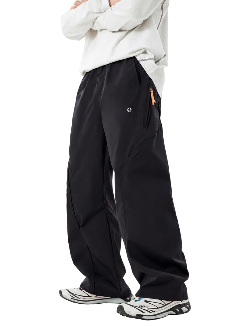 CAONAT Mens Straight Leg Waterproof Outdoor Hiking Pants Quick Dry Cargo Pants Lightweight Travel Fishing Pants CBlack - Image 2