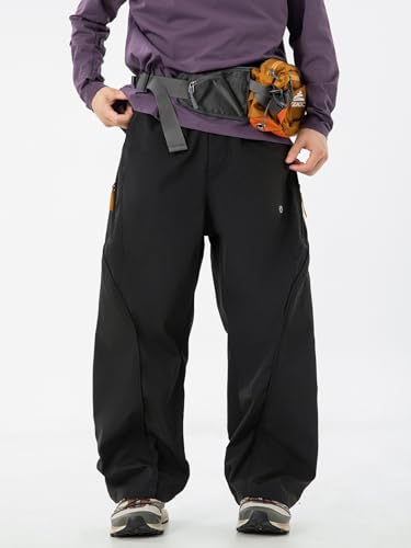 CAONAT Mens Straight Leg Waterproof Outdoor Hiking Pants Quick Dry Cargo Pants Lightweight Travel Fishing Pants CBlack - Image 3