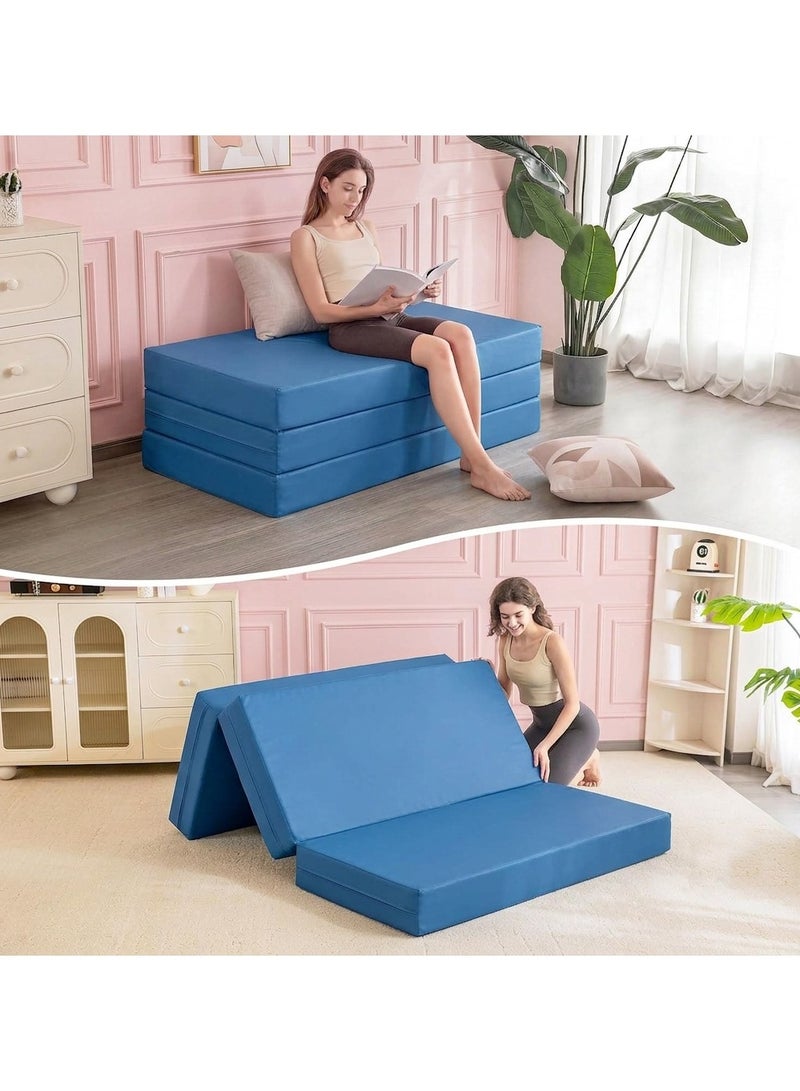 Karpentone SleepLuxe 3-Fold Mattress 180x90x9 cm, Premium High-Density Foam Foldable Mattress with Soft Vinyl Fabric Cover, Comfortable Portable Guest & Floor Bed for Home, Travel & Camping - Image 1