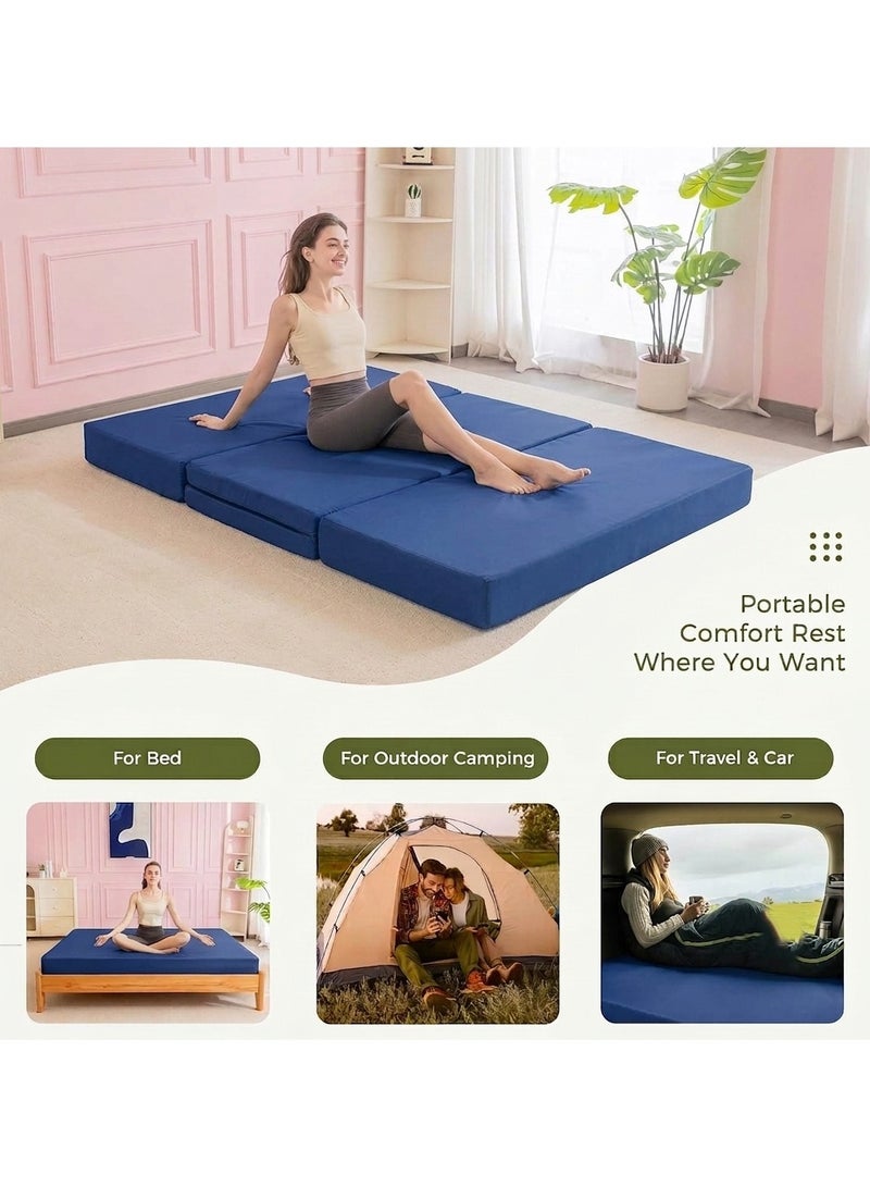 Karpentone SleepLuxe 3-Fold Mattress 180x90x9 cm, Premium High-Density Foam Foldable Mattress with Soft Vinyl Fabric Cover, Comfortable Portable Guest & Floor Bed for Home, Travel & Camping - Image 3