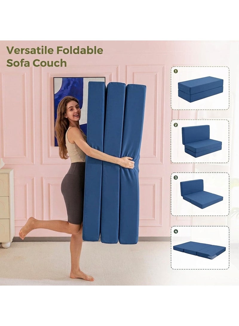 Karpentone SleepLuxe 3-Fold Mattress 180x90x9 cm, Premium High-Density Foam Foldable Mattress with Soft Vinyl Fabric Cover, Comfortable Portable Guest & Floor Bed for Home, Travel & Camping - Image 4