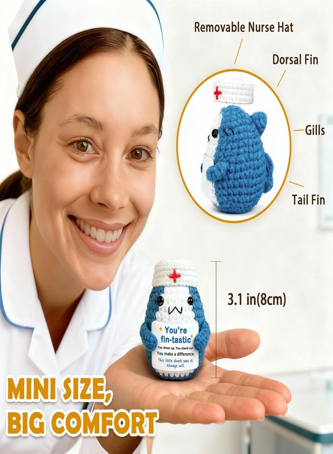 Krinisou Nurse Appreciation Gift – 2026 Nurses Week Gift for Women Men, Nurses Day Thank You Gifts, Small Cute Crochet Shark Plush for Nursing Student Graduation - Image 4