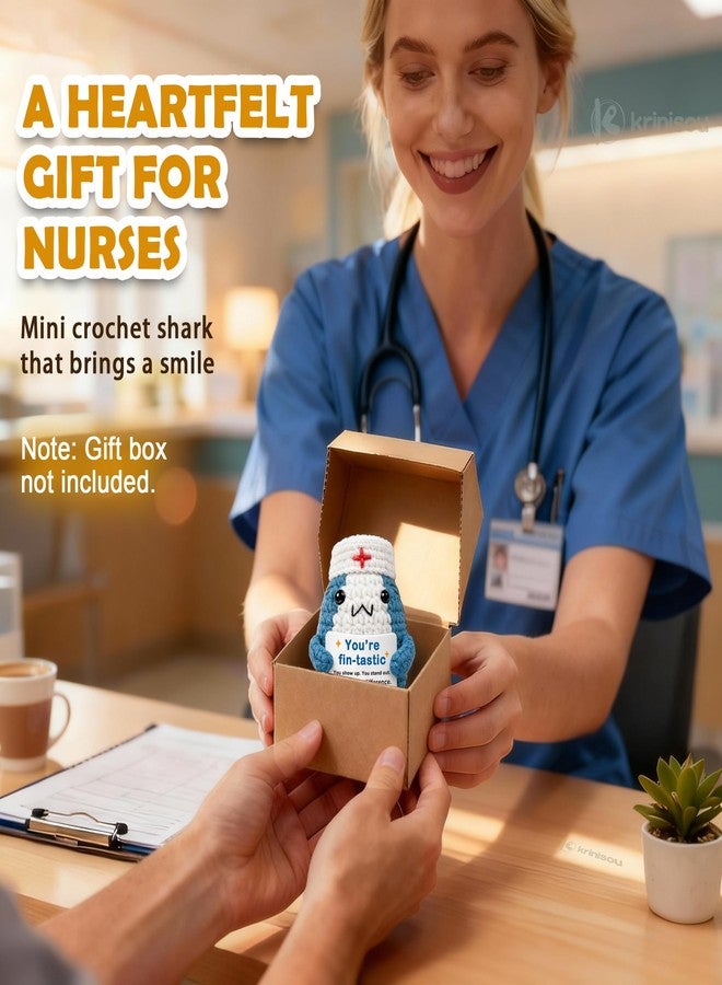 Krinisou Nurse Appreciation Gift – 2026 Nurses Week Gift for Women Men, Nurses Day Thank You Gifts, Small Cute Crochet Shark Plush for Nursing Student Graduation - Image 5