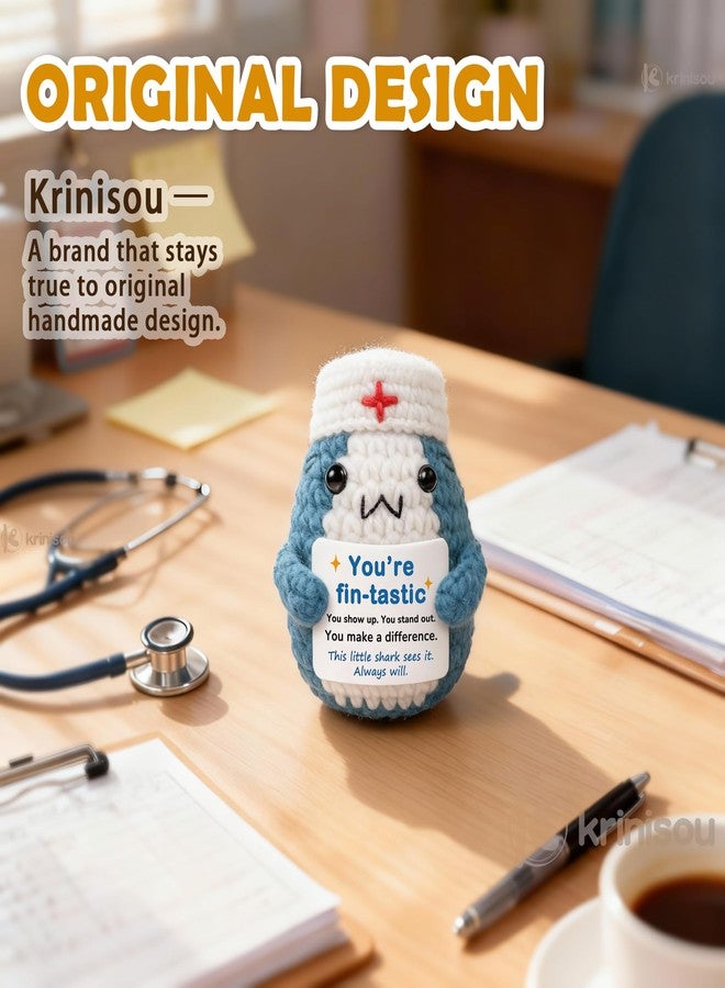 Krinisou Nurse Appreciation Gift – 2026 Nurses Week Gift for Women Men, Nurses Day Thank You Gifts, Small Cute Crochet Shark Plush for Nursing Student Graduation - Image 2