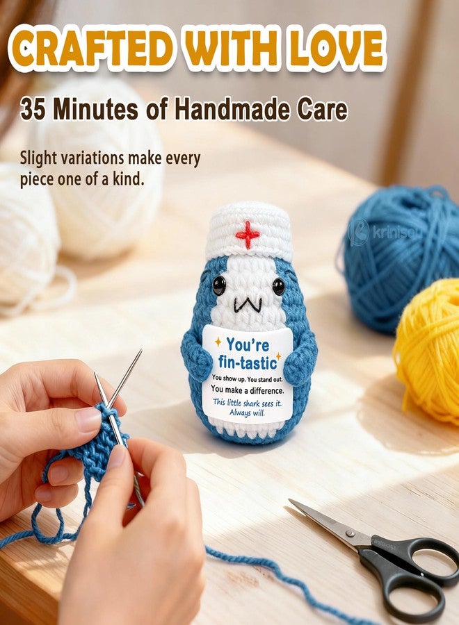 Krinisou Nurse Appreciation Gift – 2026 Nurses Week Gift for Women Men, Nurses Day Thank You Gifts, Small Cute Crochet Shark Plush for Nursing Student Graduation - Image 3