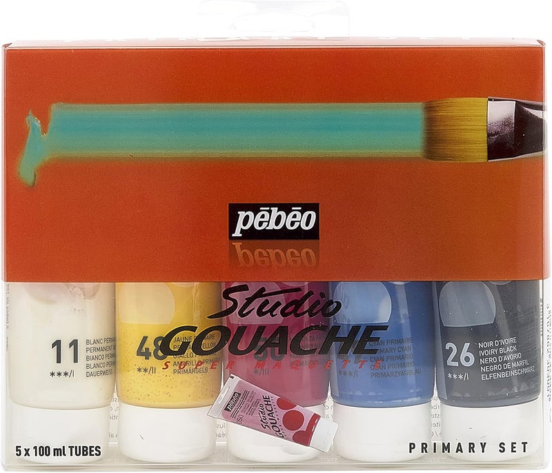 PEBEO Studio Gouache Primary Set - 5 Assorted 100ml Tubes - Image 2