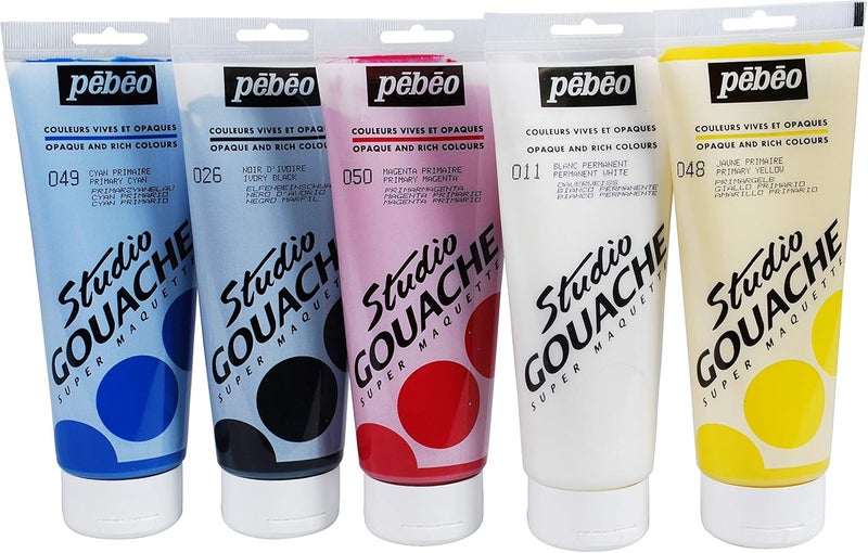 PEBEO Studio Gouache Primary Set - 5 Assorted 100ml Tubes - Image 4