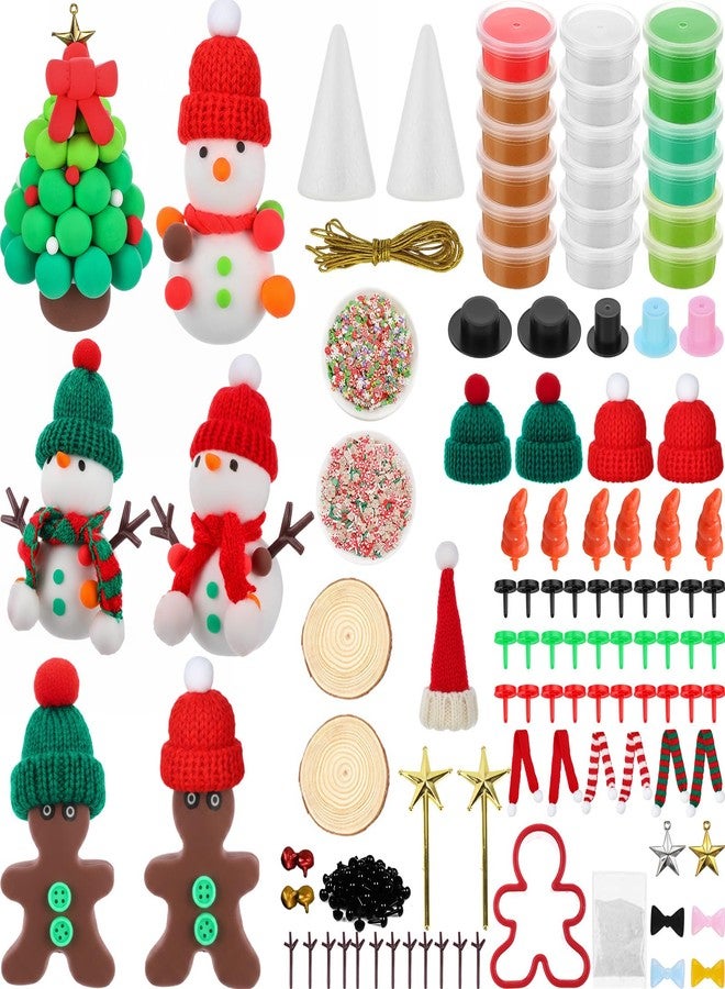 Soulchen 90 Pcs Christmas DIY Craft Clay Kit Christmas Dough Set Creative Snowman Xmas Tree Gingerbread Man Air Dry Modeling Clay Crafts for Indoor Decorations Holiday Party Favor Supplies - Image 1
