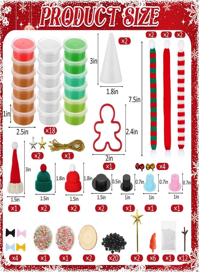 Soulchen 90 Pcs Christmas DIY Craft Clay Kit Christmas Dough Set Creative Snowman Xmas Tree Gingerbread Man Air Dry Modeling Clay Crafts for Indoor Decorations Holiday Party Favor Supplies - Image 2