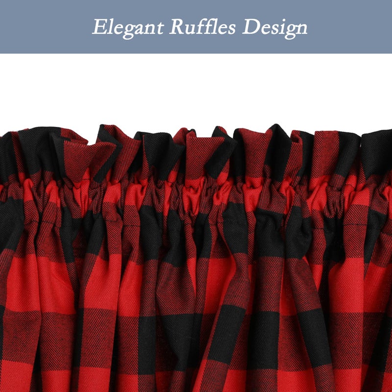 Moslovstar 2 Pcs French Door Curtains Buffalo Plaid Sidelight Curtains Rod Pocket Front Door Window Curtains Panels with Bonus Tiebacks  Red and Black  25 x 72 Inch - Image 2